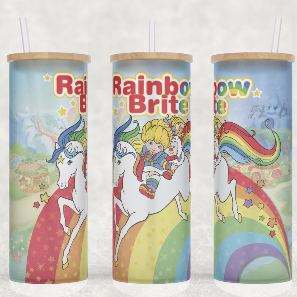 Frosted Glass Rainbow Brite with Starlite and Sprite 80s Cartoon Cup Mug…